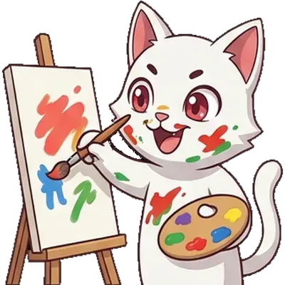 Token Tails mascot painting a portrait